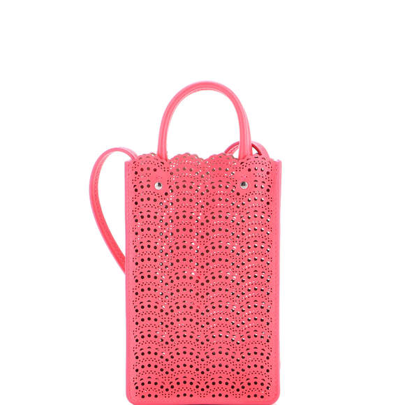 Alaia Small Garance Phone Holder Crossbody Bag Laser Cut Leather - Picture 1 of 5